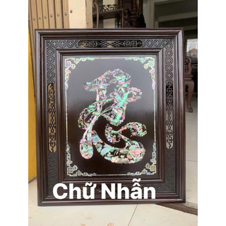 Tranh gỗ gụ khảm ốc chữ đầy ý nghĩa
