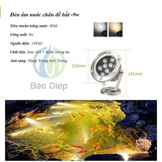 Đèn LED âm nước 9w (chiếu pha) đổi màu