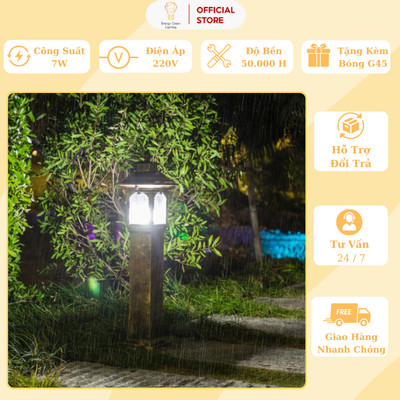 Đèn Cột Sân Vườn Energy Green Lighting DSV-1172 - (82cm ) Kháng Nước - Decor Trang Trí Ngoài Trời - Tặng Kèm Bóng G45