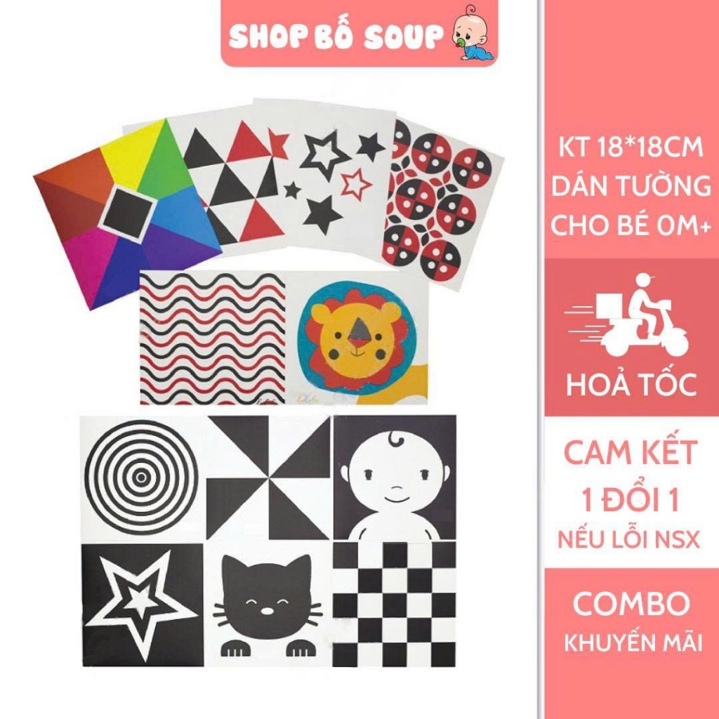 Bộ thẻ kích thích thị giác giúp bé phát triển toàn diện [Chuẩn Phương Pháp Montessori] Shop Bố Soup