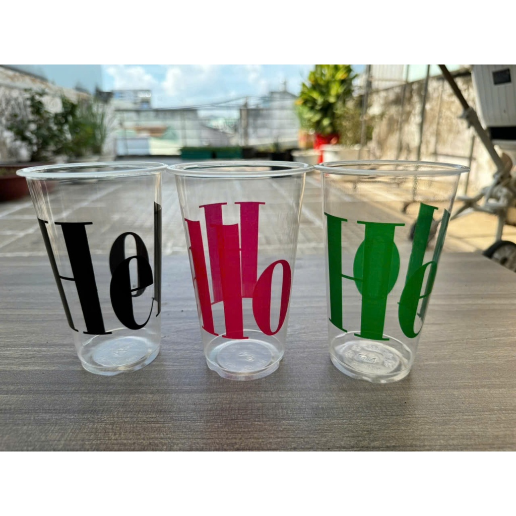 50 ly tim pp 500ml IN SẴN CHỮ HELLO ( XIN CHÀO) ly tim pp 500ml in sẵn HELLO