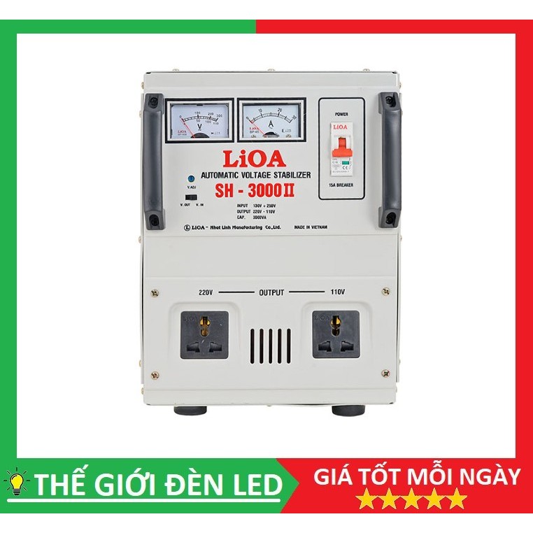 ỔN ÁP LIOA SH 3000II 3KVA,BIẾN THẾ 220V XUỐNG 110V DẢI ĐIỆN 150V-250V
