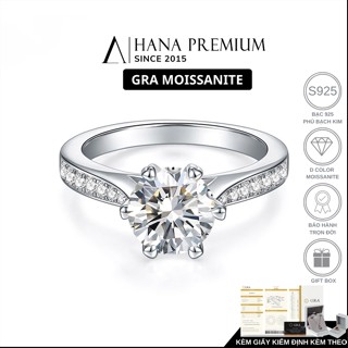  Nhẫn Bạc 925 Đá Moissanite 1CT 6.5MM Phủ Bạch Kim Không Đen Không Mờ Nhẫn Cầu Hôn Đá Cao 1325 