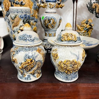  Choé Thờ Cúng Hà Gốm Chum Thờ Cúng Men Rạn Rồng Hoa Sen  -  Bát hương lư hương - bộ đồ cúng Bát T 