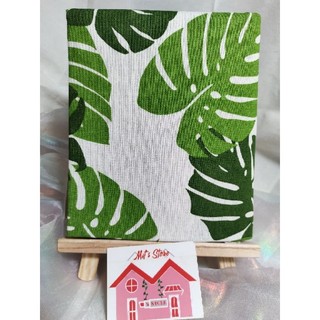 Vải bố Linen họa tiết, mẫu lá trầu bà, phụ kiện trang trí, vải linen may rèm, may túi tote, thảm trải picnic