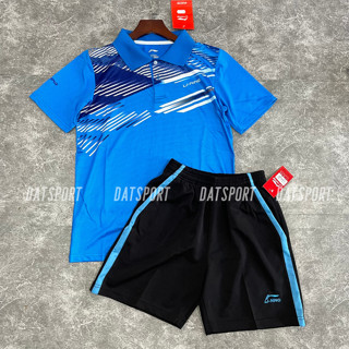 Bộ quần áo thể thao cầu lông, pickleball, bóng bàn cho nam nữ Lining chất thun Uni nhật có lỗ thoáng khí nhiều màu