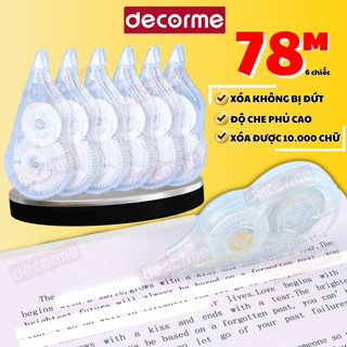 Bút xóa kéo 78M set 6 chiếc, Băng xóa giấy phong cách tối giản ODVEN DecorMe