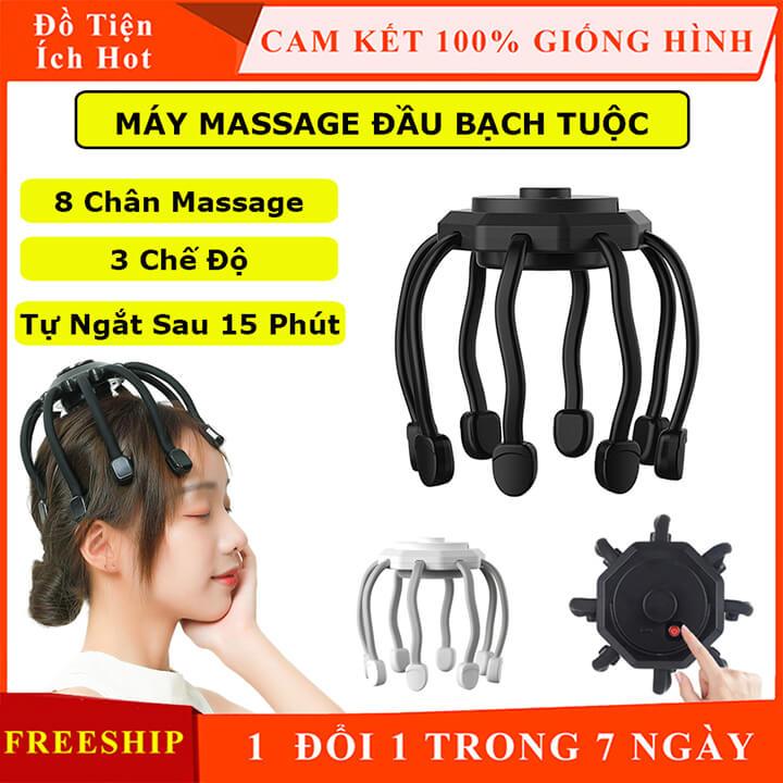 Máy Massage Đầu Bạch Tuộc 8 Chân Rung Đa Tần, Máy Massage Đầu Thư Giãn Giảm Căng Thẳng, Mệt Mỏi, Hồi Hộp 3 Chế Độ - LM08