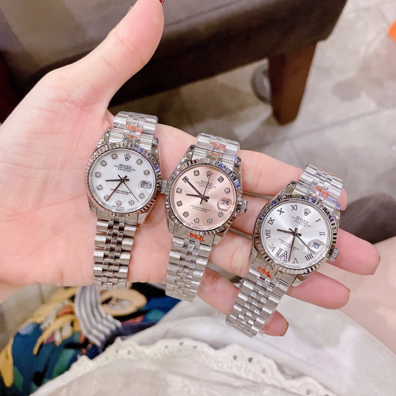 Đồng Hồ Nữ Rolexx viền trơn siêu xinh. Case 31mm dây Kim loại, máy Pin - kính saphire ❤️