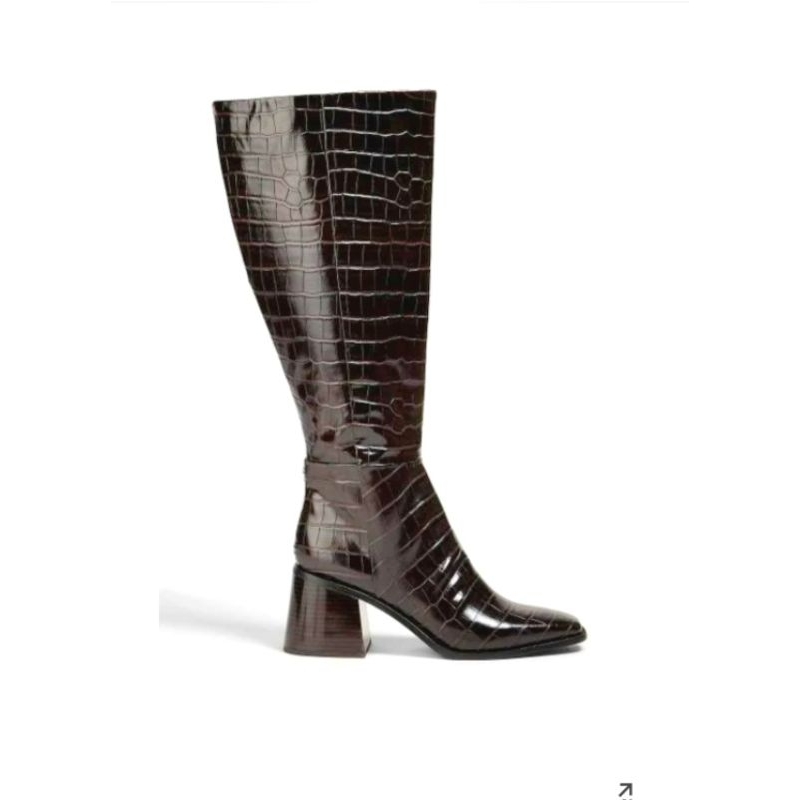 Sam Edelman Giày bốt da đầu gối hiệu ứng cá sấu giả Wade
