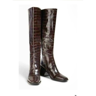 Sam Edelman Giày bốt da đầu gối hiệu ứng cá sấu giả Wade