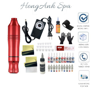 Bộ dụng cụ xăm PEN Thích hợp cho người mới bắt đầu xăm Máy xăm Gồm 10 màu Máy xăm dễ dàng mang theo