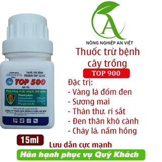 Đặc hiệu trừ bệnh vàng lá, đốm đen, than thư, rỉ sắt, đen thân khô cành trên hoa hồng, hoa mai, cây cảnh Top 900 15ml