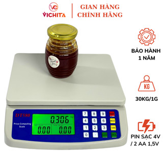  Cân Điện Tử 30kg DT580 - Cân Thực Phẩm Tính Tiền Giá Rẻ - Tặng Sạc + Pin 