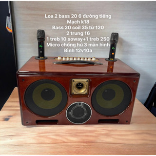  Loa xách tay 2 bass 20 vỏ gỗ sơn pu  6 đường tiếng  