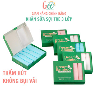 Khăn sữa sợi tre Gee 3 lớp, set 5 khăn kích thước 30x30cm, khăn xô cho bé sơ sinh, mềm mịn, thấm hút, kháng khuẩn