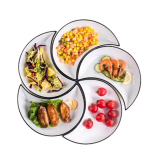 bộ 5 đĩa soáy viền  đen cao cấp bát tràng Siêu cu te gốm sứ cao cấp chuẩn như hình