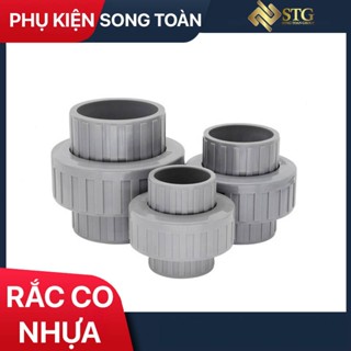 Rắc Co & Khớp Nối Nhựa PVC Trơn Dán Ống 21 27 34 mm Có Gioăng Cao Su Kẹp Giữa Đai Xoay Covipha