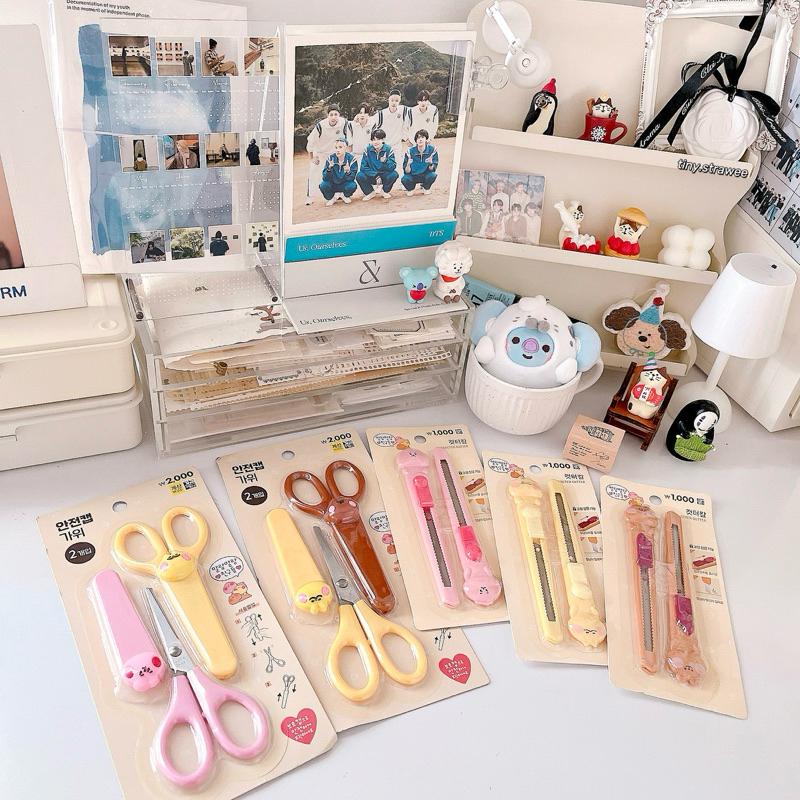 Set dao rọc giấy và kéo Daiso Hàn  | Tiny Strawee