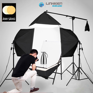 Bộ KIT Studio Chụp Ảnh Sản Phẩm Chân Đèn 2m Kèm Softbox 50x70 cm Hỗ Trợ Sáng, Quay Phim , Livestream