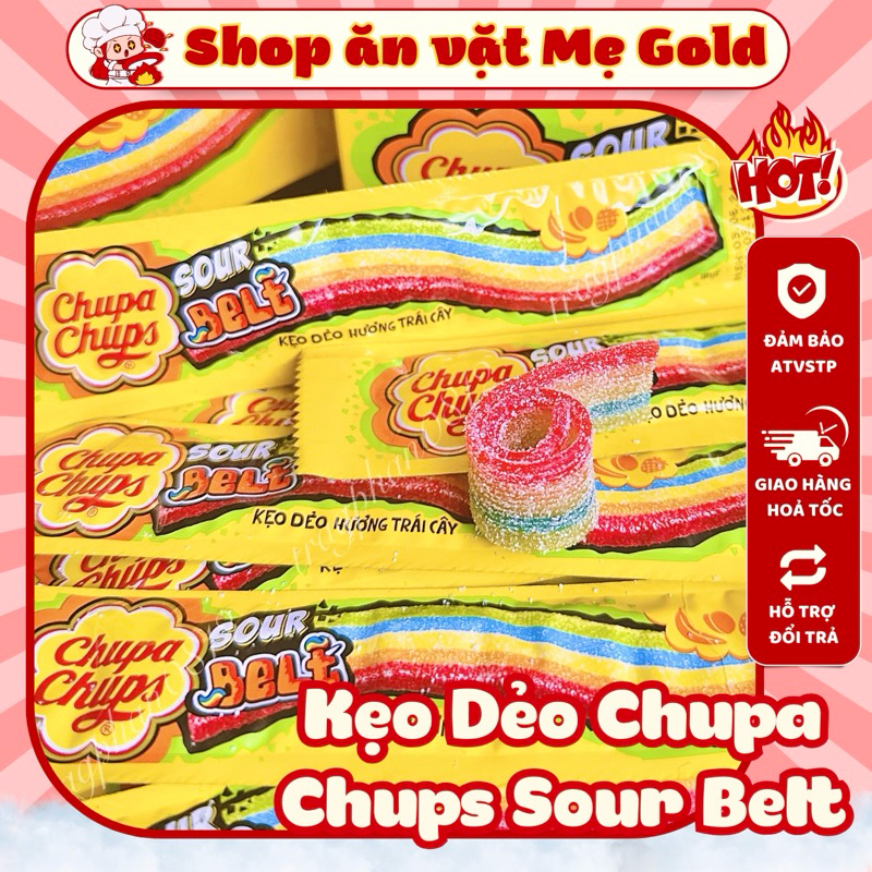 Combo gói kẹo dẻo cầu vồng Chupa Chups sour belt hương trái cây (gói 7g)