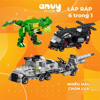 Đồ chơi lắp ráp Khủng Long 6 in 1 và xe tăng, máy bay tàu chiến trực thăng