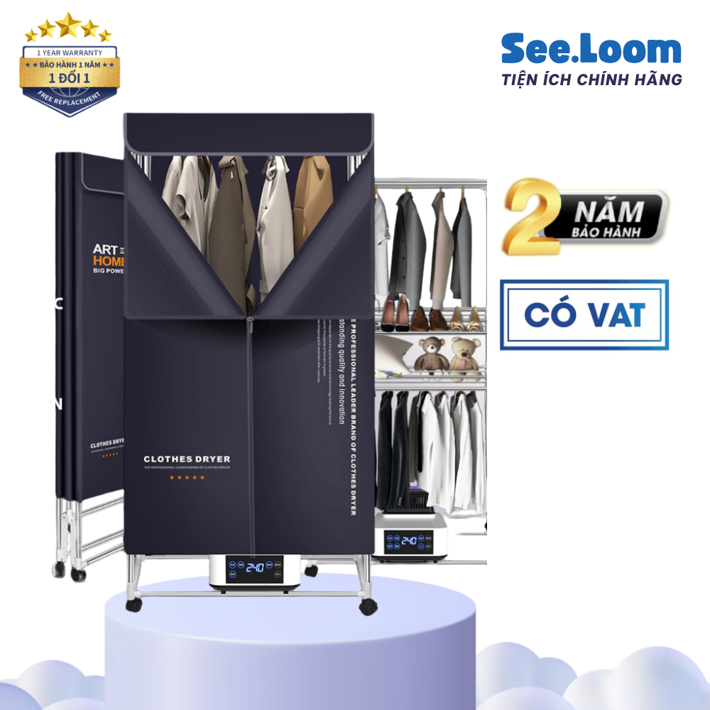 Tủ sấy quần áo, máy sấy quần áo ROWANTO S8+ cao 1m7 đa năng, có 5 mùi hương, công suất 1850W, khử khuẩn ION phiên bản 20