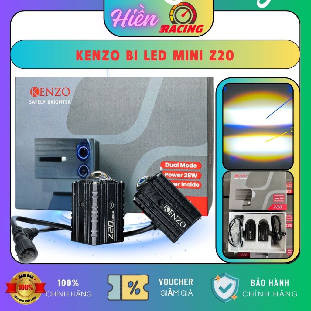 Đèn trợ sáng Bi Led Mini Kenzo Z20 Thiết kế nhỏ gọn tinh tế dễ dàng lắp đặt trên mọi dòng xe