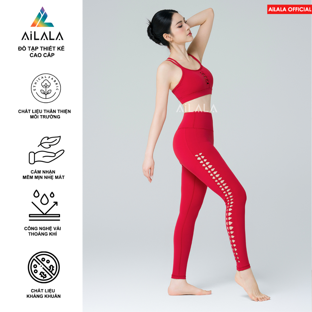 AiLALA® Chính Hãng Set Thiết Kế Đồ Bộ Tập Thể Thao LUX66D, chi tiết đan móc, phù hợp Yoga & Fitness