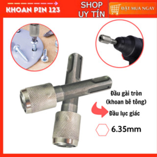 Đầu chuyển đổi máy khoan bê tông đầu gài tròn SDS 4 rãnh sang đầu cặp nhanh lục giác 1/4" 6.35mm