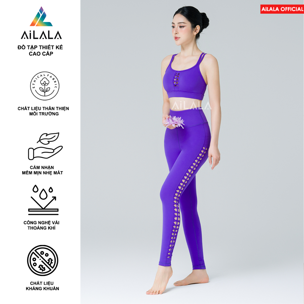 AiLALA® Chính Hãng Set Thiết Kế Đồ Bộ Tập Thể Thao LUX66E, chi tiết đan móc, phù hợp Yoga & Fitness