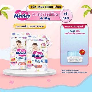  Thùng 2 Tã/bỉm dán Merries cộng miếng đủ size NB82/S76/M60