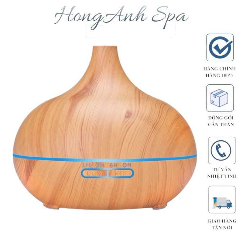 Máy khuếch tán phun sương xông tinh dầu cao cấp dung tích 500ml vân gỗ