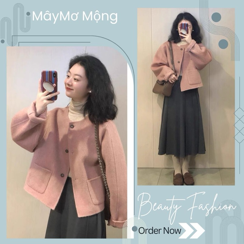 (Mây Mơ Mộng)  áo dạ lộng màu Hồng dành cho nữ