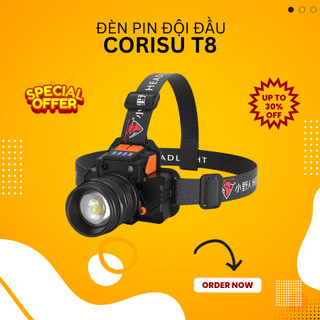 Đèn Pin Đội Đầu Siêu Sáng Corisu Chiếu Xa 200m Zoom Xoay Cơ Học Tiện Lợi Chống Thấm Nước