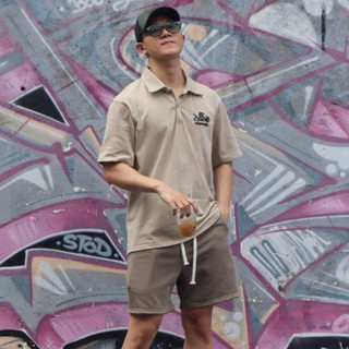 Áo thun polo oversize DATINO Signature 100% cotton định lượng 280gsm phông rộng Streetwear tay lỡ