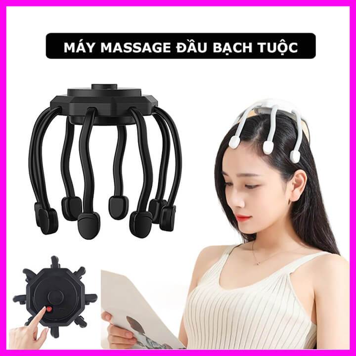 Máy massage đầu bạch tuộc 8 chân mát xa rung 3D đa năng tăng cường lưu thông tuần hoàn máu, giảm đau đầu thư giãn cơ thể