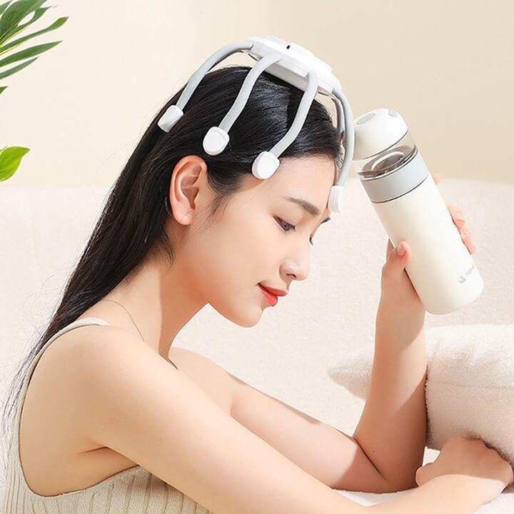 Máy massage đầu bạch tuộc 8 chân mát xa rung 3D đa năng tăng cường lưu thông tuần hoàn máu, giảm đau đầu thư giãn cơ thể