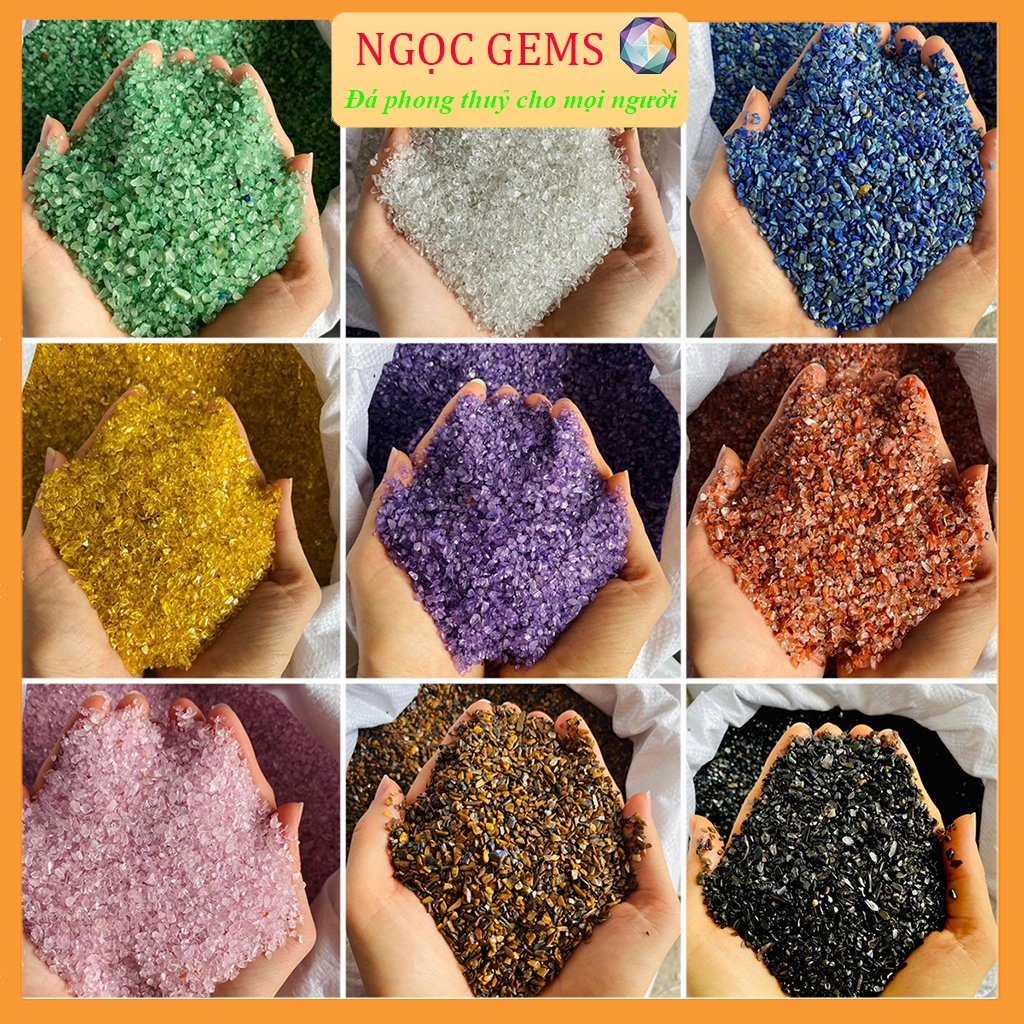 Đá Vụn Tự Nhiên Loại Nhỏ Mịn Nhiều Màu Sắc Túi 100gr , Đá Phong Thuỷ Trang Trí Loại Vụn Cát