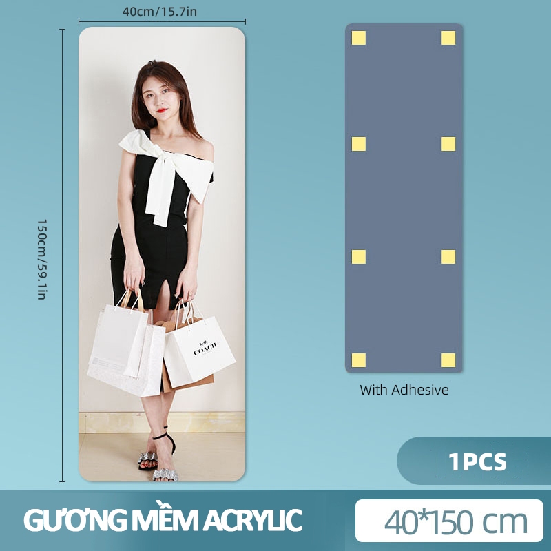 150*40CM Gương soi toàn thân kích cỡ Gương dán tường, dán tủ quần áo soi toàn thân hình vuông
