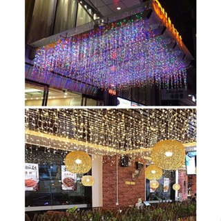 Dây đèn led trang trí thả mành thả rèm bóng to bền đẹp chống nước ngoài trời có phích cắm
