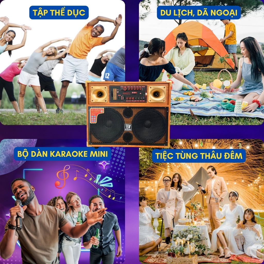Loa Kéo Xách Tay IP-8225 | Công suất 500W | 2 bass 25 | Loa karaoke di động | Bluetooth, pin trâu