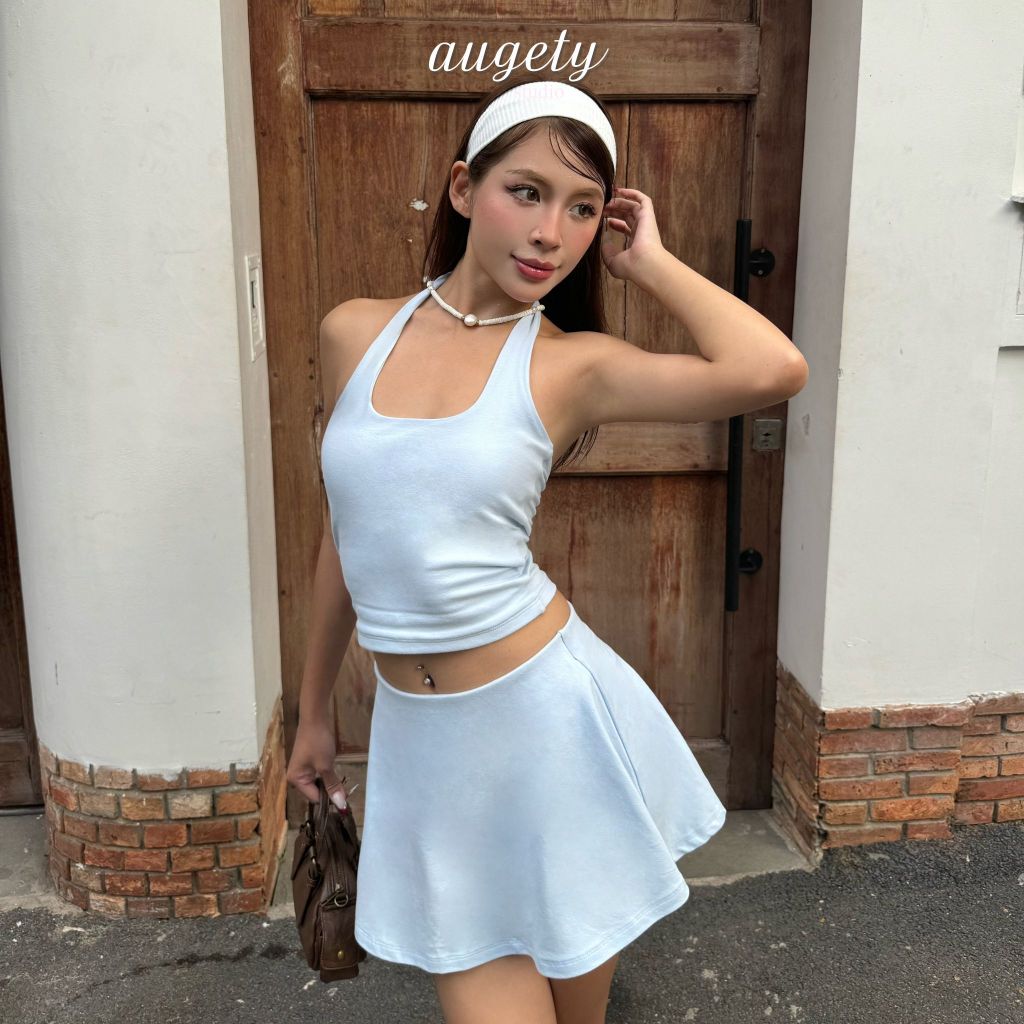 Áo Croptop Dây Choàng Cổ Kiểu Yếm Ôm Hở Lưng Augety Studio BELLE HALTER Top | BigBuy360 - bigbuy360.vn