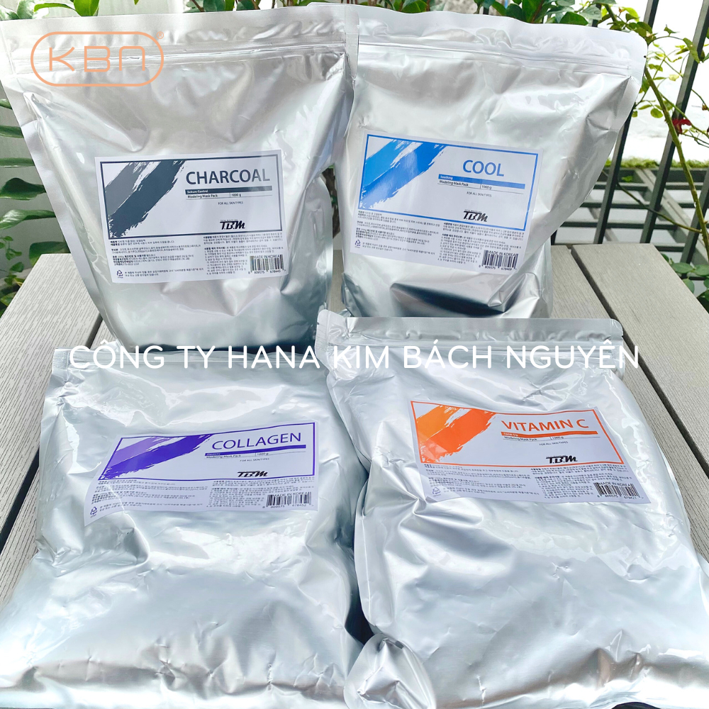 COMBO 4 BỘT MẶT NẠ DẺO TBM HÀN QUỐC (Cool, Vitamin C, Than bùn, Collagen) 1000g/ gói - Chính hãng