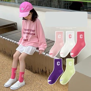 Set 5 đôi tất chữ C cao cổ cho bé gái màu hồng dễ thương