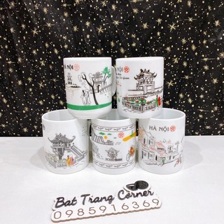 Cốc gốm chủ đề Hà Nội, ca uống nước có quai gốm Bát Tràng (chọn mẫu)