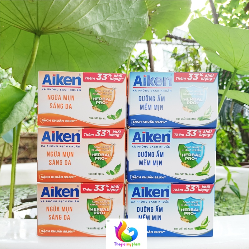 Combo 3 Hoăc 6 Xà Bông Cục Sạch Khuẩn Aiken 120g
