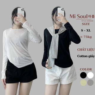 Áo Thun Cotton Giấy Dài Tay Cổ Tròn Dáng Ôm BigSize MiSoul, Áo Thun Giấy 325