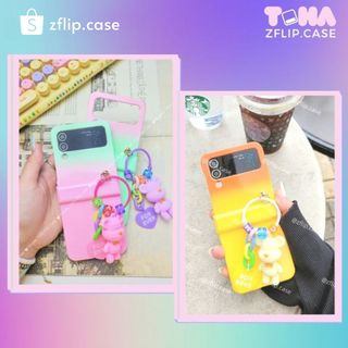[Mới] Ốp samsung Z Flip 3 / Z Flip 4 có bản lề, móc gấu màu dễ thương cute