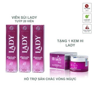 [TEM ĐIỆN TỬ CHÍNH HÃNG] Viên Sủi Nở Ngực LADY Tăng Kích Thước Vòng 1, Đẹp Da Hộp 20 Viên